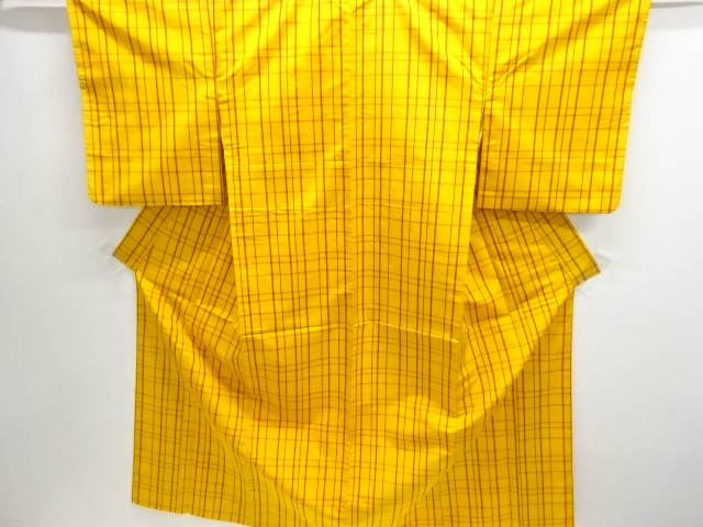 JAPANESE KIMONO / ANTIQUE KIMONO / SILK / YONEZAWA TSUMUGI / WOVEN GRID